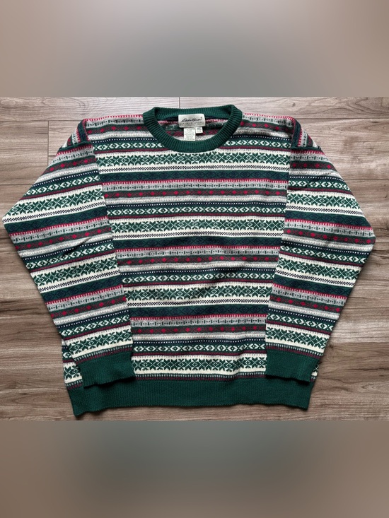Eddie Bauer Other - Eddie Bauer Fair Isle Crewneck Lambswool Sweater Size Large Nordic pattern green